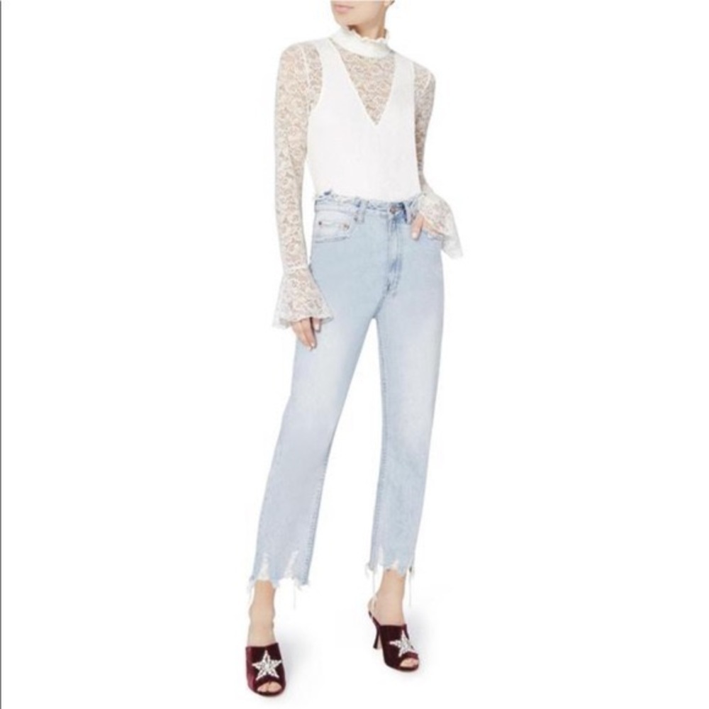 Intermix Camille mock neck lace bodysuit sz small